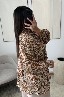 CHEMISE LINAË H564-2-MARRON