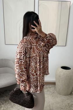 CHEMISE LINAË H564-2-MARRON