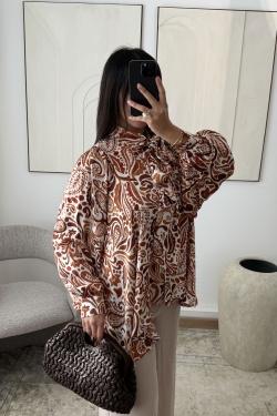 CHEMISE LINAË H564-2-MARRON
