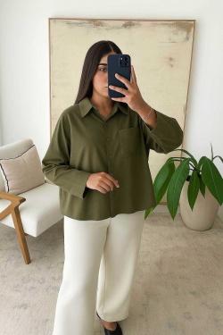 YAMINA - CHEMISE EN POPELINE X362-KAKI