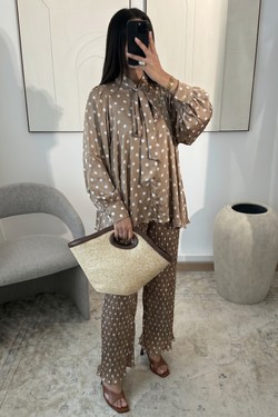 H558-24 ENSEMBLE A POIS -BEIGE