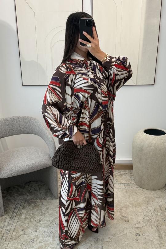 ROBE ZARIA H231-97-MARRON FONCÉ