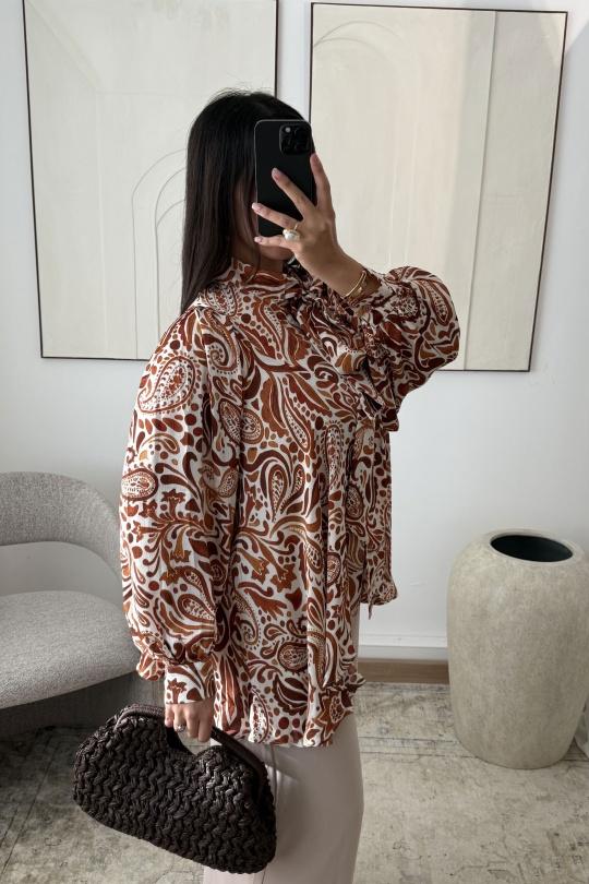 CHEMISE LINAË H564-2-MARRON