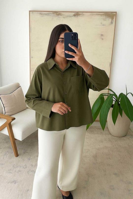 YAMINA - CHEMISE EN POPELINE X362-KAKI