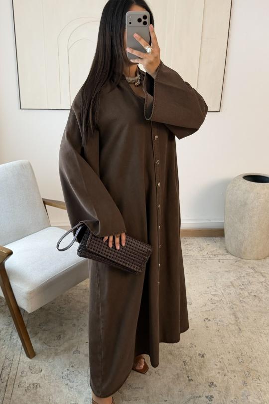 ROBE EN JEAN AVEC BOUTON YALÉNA B289-MARRON