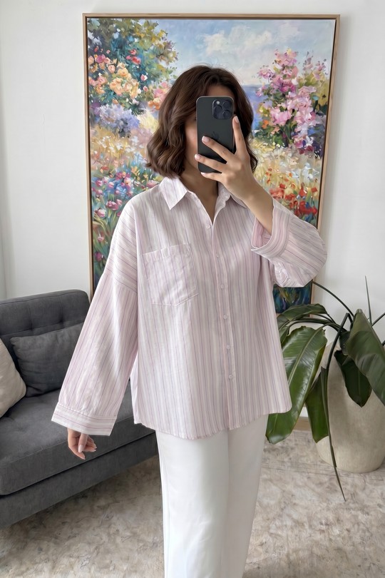 X362-2 Chemise rayé Lina-ROSE