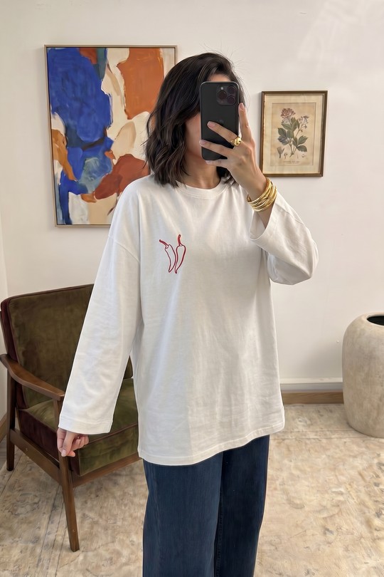 M629 T-shirt Oversize Piment Nour-BLANC