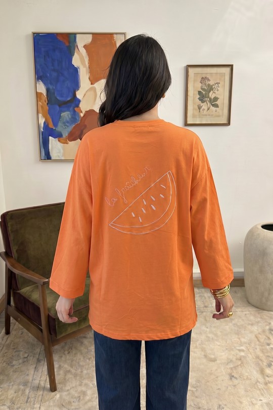 M627 T-shirt Oversize Pastèque Lina-ORANGE CLAIR