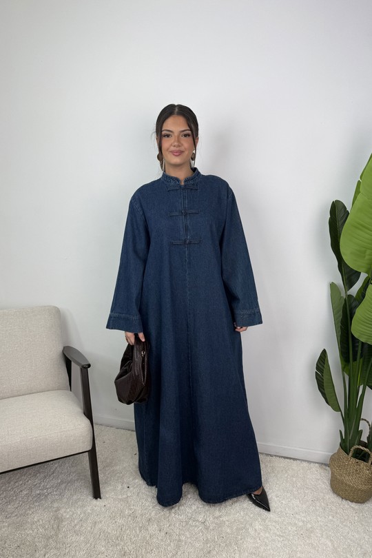 B286 Robe jean Mei-BLEU FONCÉ