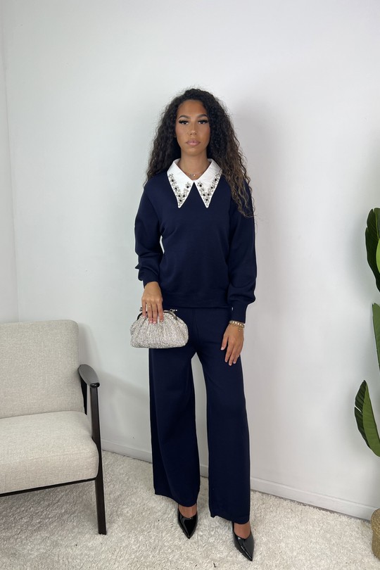 AJ290 Ensemble Maille Zéliane-BLEU