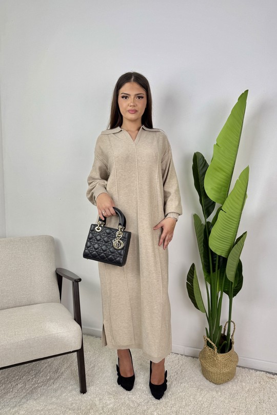 AJ301 Robe Maille Althéa-BEIGE
