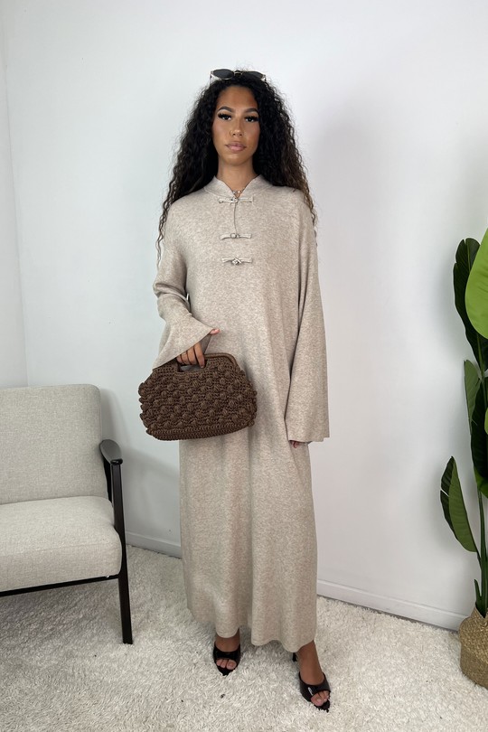 S28 BIS Robe col mao Azmira-TAUPE