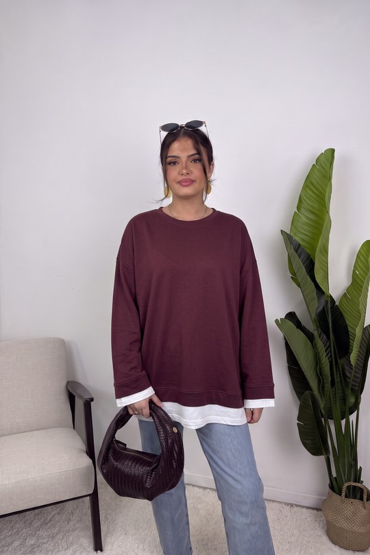 M635 T-shirt oversize effet superposé – NOA-AUBERGINE