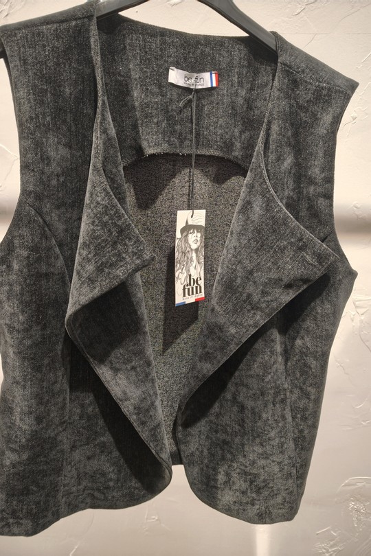 Gilet velour-NOIR