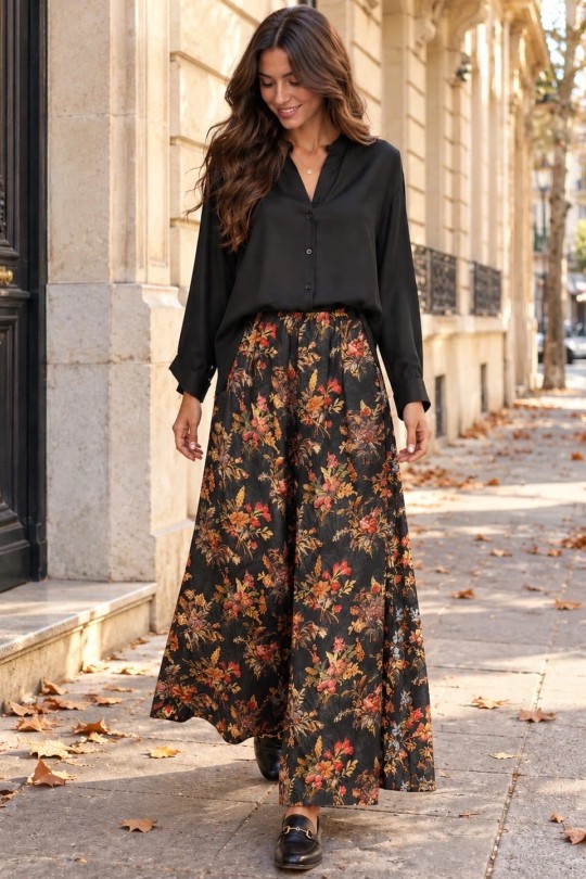 pantalon satin viscose-NOIR