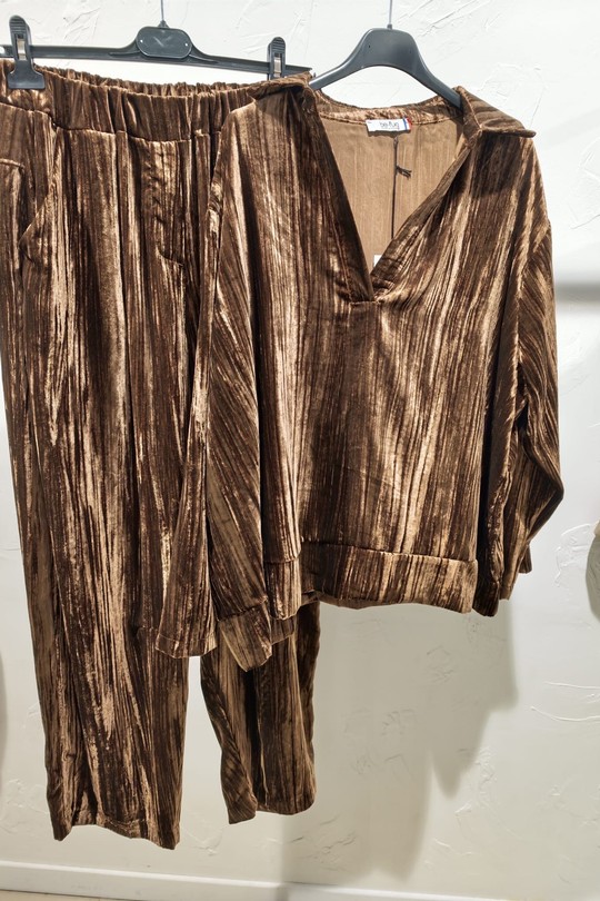 ensemble velours crinkle-CHOCOLAT