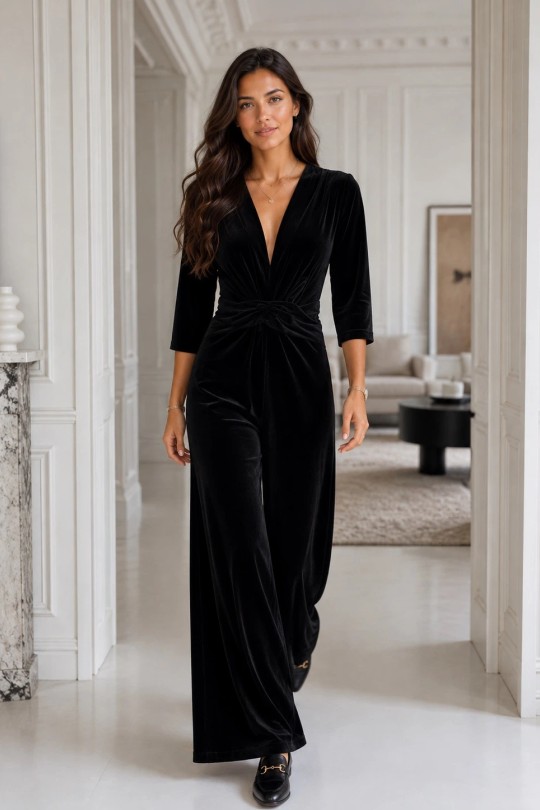 Combinaison MARBELLA Velours M 3/4-NOIR