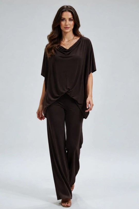 Pantalon GUAX uni-CHOCOLAT