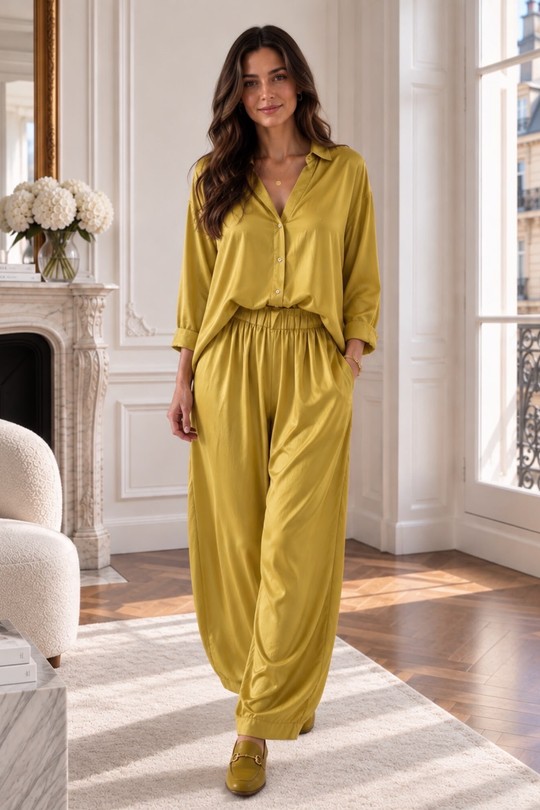 x1-pantalon barrel silk soie.-DORÉ