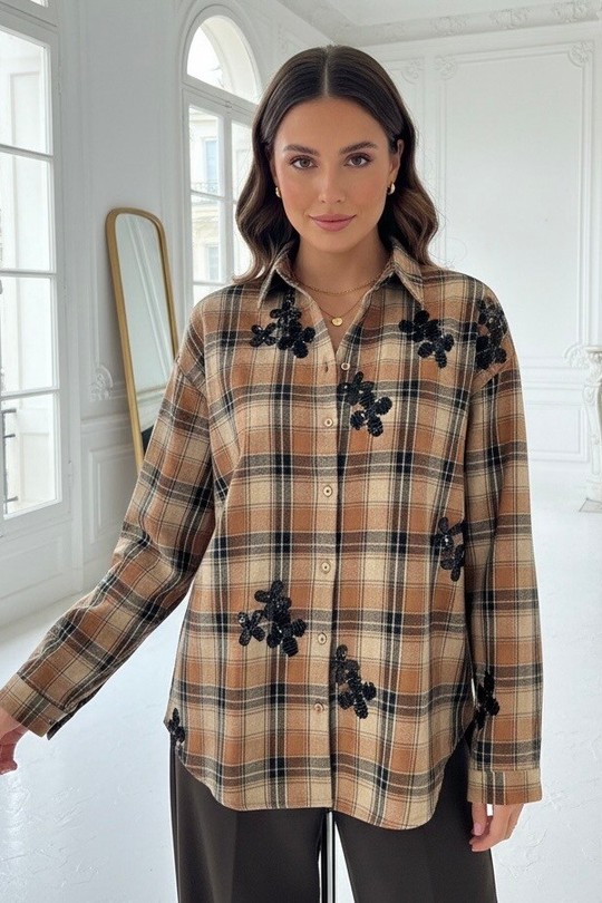chemise Scottish. broderie-BEIGE