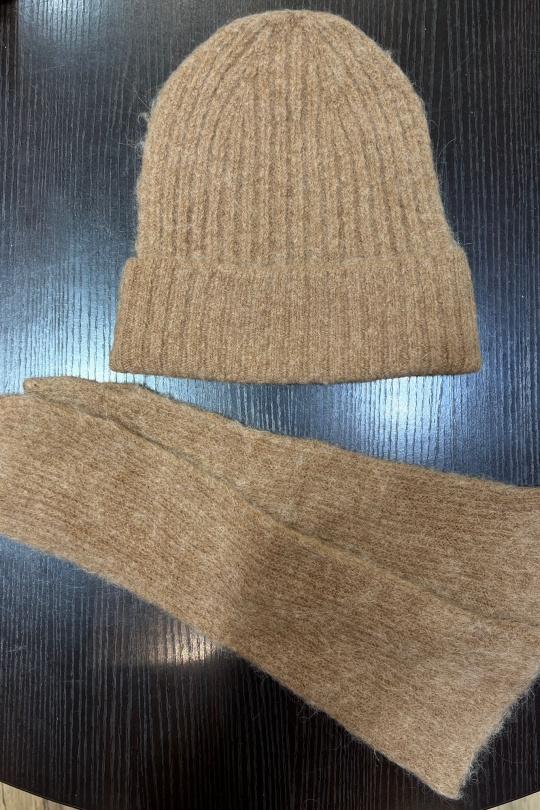 9610&9609 OU 2617 ENSEMBLE MITAINES ET BONNET-CAMEL