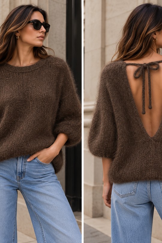 9236PULLBIG-MARRON FONCÉ