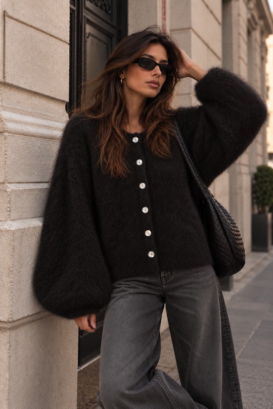 9233GILETKIDMOHAIR1P-CHOCOLAT