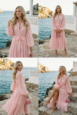 Robe Lina – Chemisier vaporeux & Transparence Subtile 5032-ROSE