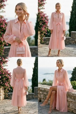 Robe Lina – Chemisier vaporeux & Transparence Subtile 5032-ROSE