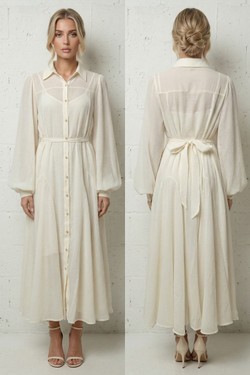Robe Lina – Chemisier vaporeux & Transparence Subtile 5032-ROSE