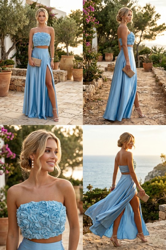 Ensemble Top et jupe 6522-BLEU