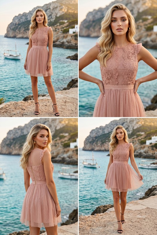 Robe Nymphe – Nude Rosé & Dentelle Précieuse 5320-NUDE
