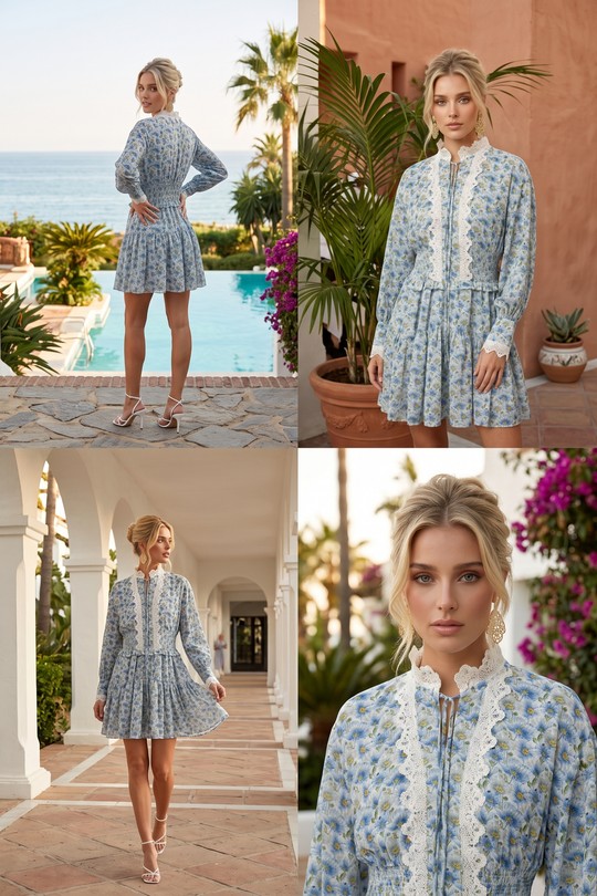 Robe Sophie – Jardin de Marguerites & Plastron Dentelle 6200-PETITES FLEURS