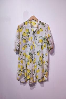 LISA CHEMISE CITRON LONG -BLEU ROI
