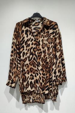 POLYE CHEMISE LEOPARD B508-BRUN
