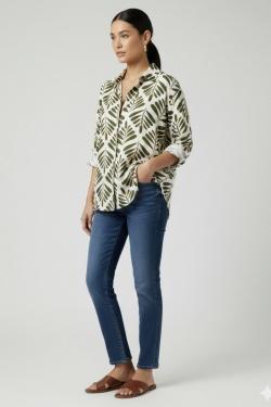 CHEMISE IMPRIMÉE FEUILLAGE – STYLE BOHÈME PAB526-OLIVE