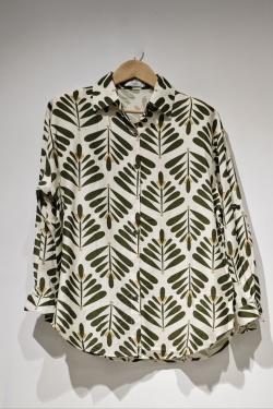 CHEMISE IMPRIMÉE FEUILLAGE – STYLE BOHÈME PAB526-OLIVE