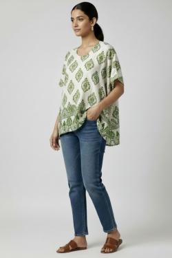 TOP BOHÈME IMPRIMÉE PAB511-VERT POMME