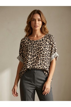 Blouse en gaz de Coton Léopard-CHOCO