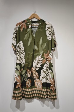 Robe fluide palmier-OLIVE