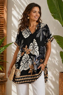 Robe fluide palmier-OLIVE