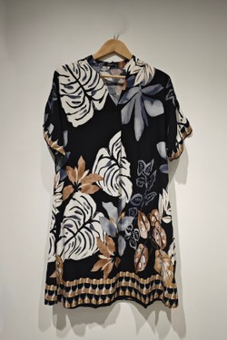 Robe fluide palmier-OLIVE
