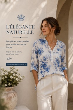 flower blouse-BLEU ROI