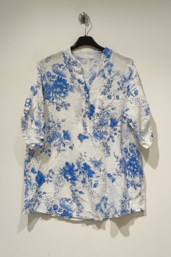 flower blouse-BLEU ROI