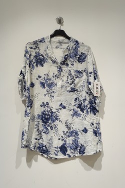 flower blouse-BLEU ROI