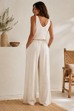 pantalon coton PL033-BEIGE