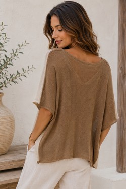 Sya Pull Léger Bicolore-BLANC