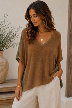 Sya Pull Léger Bicolore-BLANC