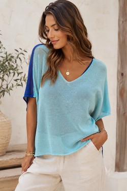 Sya Pull Léger Bicolore-BLANC