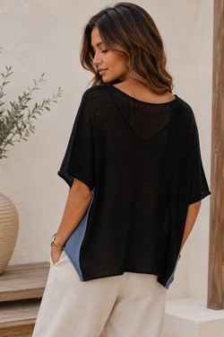 Sya Pull Léger Bicolore-BLANC